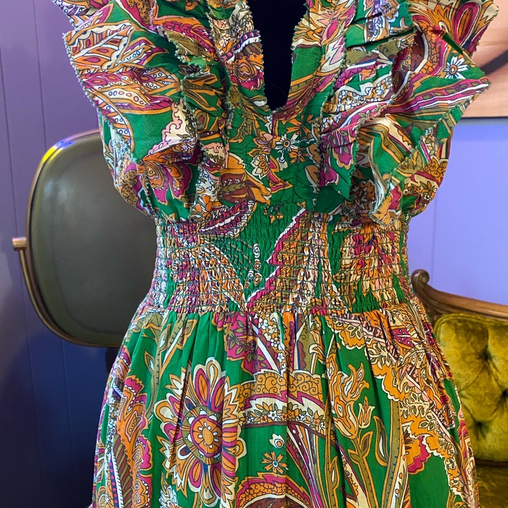 ❌SOLD🏷️House Of Harlow 1960 Boho Luxe Ruffled Floral Maxi Dress - Picture 5 of 11